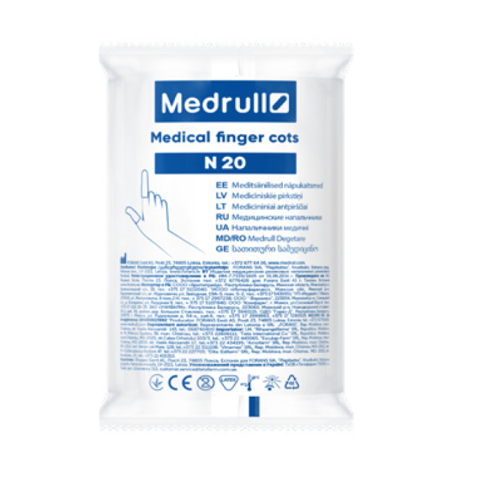1000013157_Medrull_Finger_Cots_sormisuoja_lateksi_28x73_mm_20_kpl_pakkauskuva_Pakkauskuva18841_png