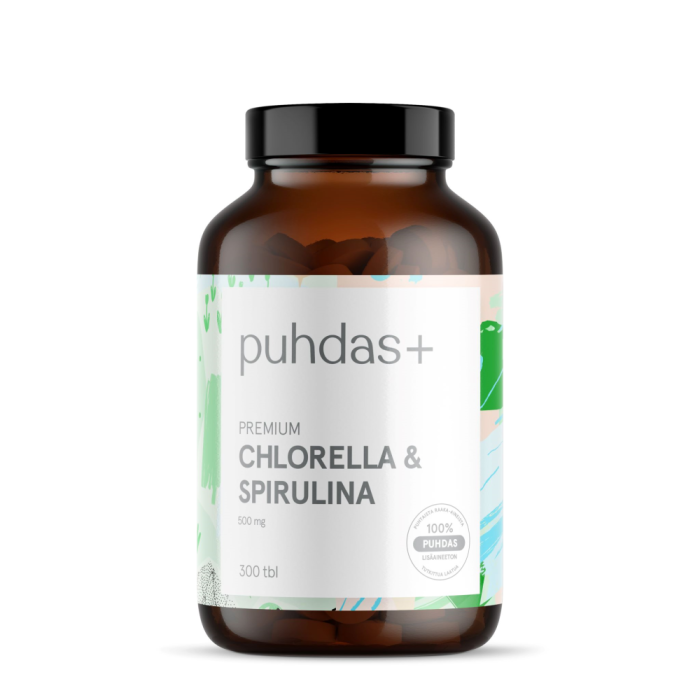 1000017990_Puhdas_Chlorella_Spirulina_500mg_300_tabl_pakkauskuva_Pakkauskuva22586_jpg