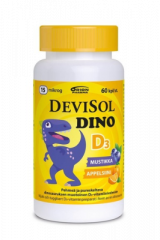 DEVISOL DINO MUSTIKKA APPELSIINI 15 MIKROG 60 TABL